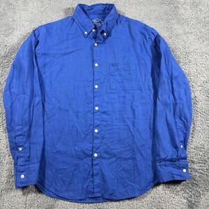 Alex Crane Royal Blue 100% European Linen Long Sleeve Button Down Shirt L USA